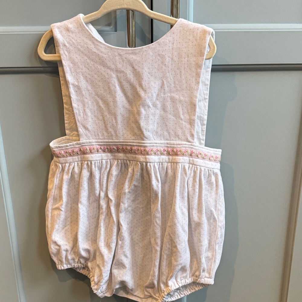 White with Pink Bitty Dot Sleeveless Baby Romper